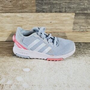Adidas Racer TR 2.0 Kids Shoes Sz 9 Running Gray White Pink Lace Up Sneakers